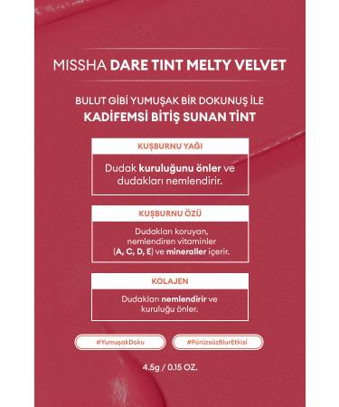 Missha Long-Lasting Non-Smudge Velvet Finish Tint Dare Tint Melty Velvet (Rosy Lofi) - Buy Online on GoSupps.com