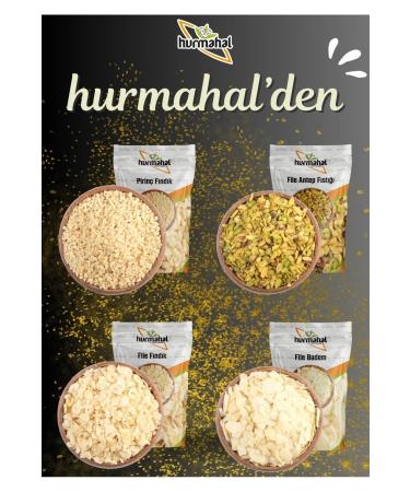 HURMAHAL Mixed Package - 100 Gr Almond Filled File - 100 Gr Hazelnut Filled File - 100 Gr Rice Hazelnut - 100 Gr Antep Filled File