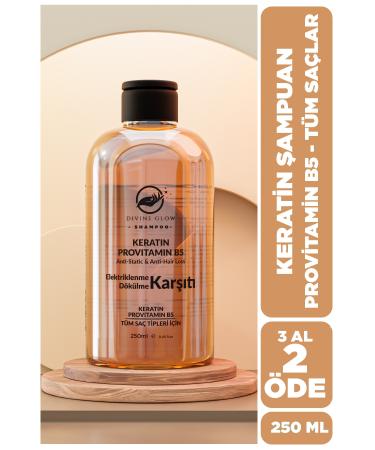 Divine Glow Keratin Milk & Provitamin B5 Shampoo - Salt-Free & Sulfate-Free Keratin Loading Shampoo 250 ml