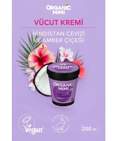 ORGANIC MIMI Body Cream Moisturizing Coconut and Hibiscus Body Lotion 200 ml Body Conditioner