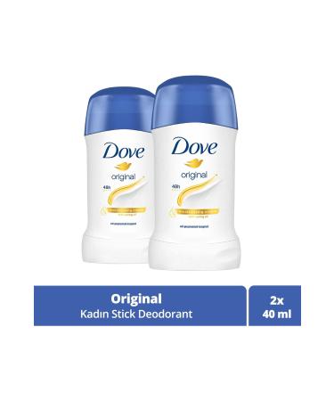 Dove Women Stick Deodorant Original 1/4 Moisturizing Cream Effective 40ml X2 Pieces