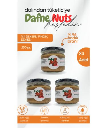 Dafne Nut 4% SUGAR HAZELNUT PASTE 250 GR. (3 PIECES)