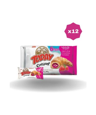 Elvan TODAY CROISSANT STRAWBERRY PACKAGE 40 GR 6 PIECES (12 PACKS)