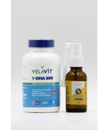 Velavit V-DHA Omega 3 30 Capsules + D3 Spray - Buy Online on GoSupps.com