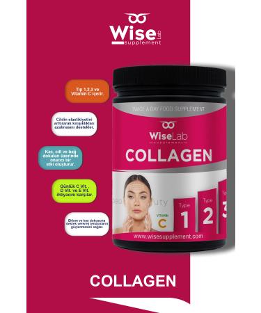 WiseLab Beauty Collagen Powder 3 Types Collagen Type1 Type2 Type3 Vitamin C 300gr - Buy Online on GoSupps.com
