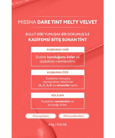 Missha Long-Lasting Non-Smudge Velvet Finish Tint Dare Tint Melty Velvet (Roselicious) - Buy Online on GoSupps.com