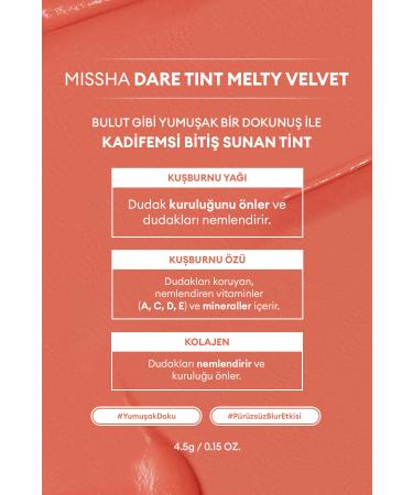 Missha Long-Lasting Non-Smudge Velvet Finish Tint Dare Tint Melty Velvet (Rosy Souffle) - Buy Online on GoSupps.com