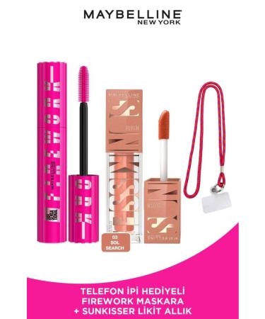 Maybelline New York Firework Mascara & Sunkisser Shimmering Liquid Blush 03 Sol Search- Gift Makeup Set