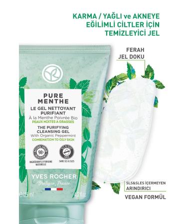 Yves Rocher Pure Menthe Prebiotic Face Wash Gel for Combination and Oily Skin - 125 ml - Buy Online on GoSupps.com