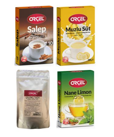 OR EL Salep + Banana Milk + Strawberry Milk + Mint Lemon Flavored Drink Powder Oralet Tea 4x200gr.
