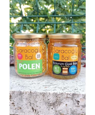 saracogullari New Season 250g Flower Honey + 120g Flower Pollen - Erzurum Ard l Village