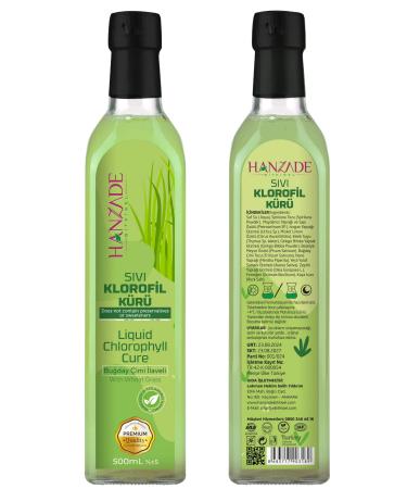 Hanzade Herbal Liquid Chlorophyll Cure Wheat Grass Added Plant Extracts 500 ML x 2 Glass Bottles - Buy Online on GoSupps.com