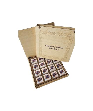 Frig Chocolate Belgian Chocolate Personalized Teachers' Day Chocolate 48 Pieces Madlen Wooden Box
