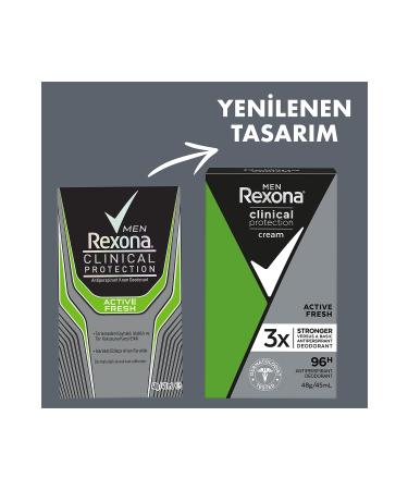 Rexona Men Clinical Protection Stick Deodorant Active Fresh Up to 96 Hours Protection 45 ml X2 Pieces - Buy Online on GoSupps.com