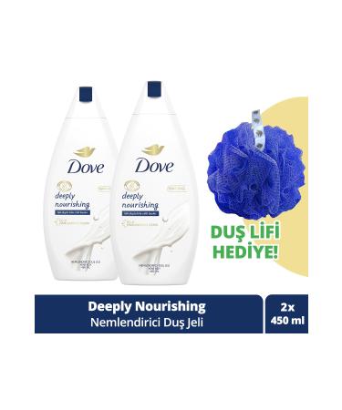 Dove Moisturizing Shower Gel Deeply Nourishing 450ml X2 Shower Loofah Gift