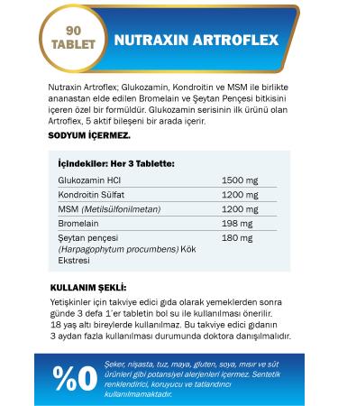 Nutraxin Artroflex 90 Tablets - Glucosamine Msm Chondroitin Bromelain Devil's Claw - Buy Online on GoSupps.com