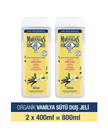 Efsoon Organics Shower Gel Vanilla Milk 400 ml x 2 Pieces