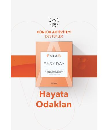 Wiserlife Easy Day L-theanine Vitamin C Inositol and Magnesium Supplementary Food 30 Tablets