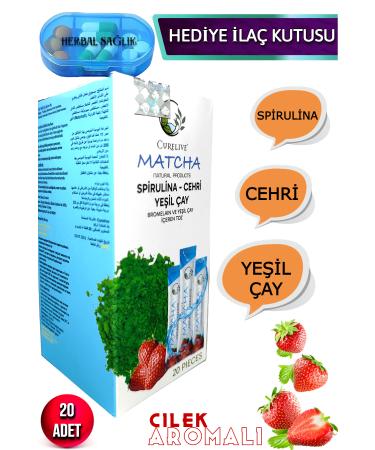 CURELIVE Matcha Natural Products-(Spirulina-Buckthorn-Green Tea) Matcha Tea with Bromelain and Green Tea 20 Pieces