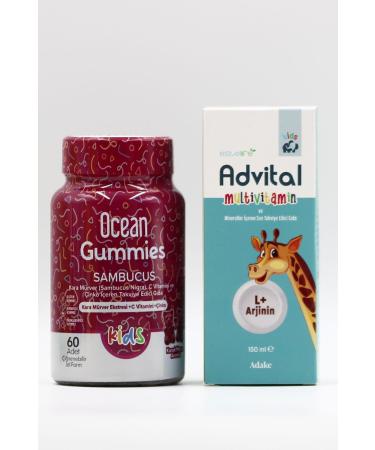 Ocean Gummies Sambucus Chewable Form and Advital Multivitamin Syrup