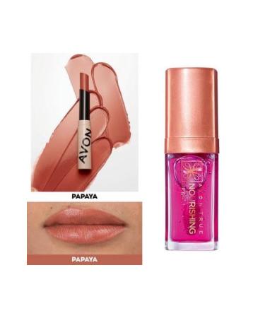 Avon True Nourishing Lip Oil 7 Ml. Blossom and Avon Tinted Lip Balm Papaya 2 Piece Set - Buy Online on GoSupps.com