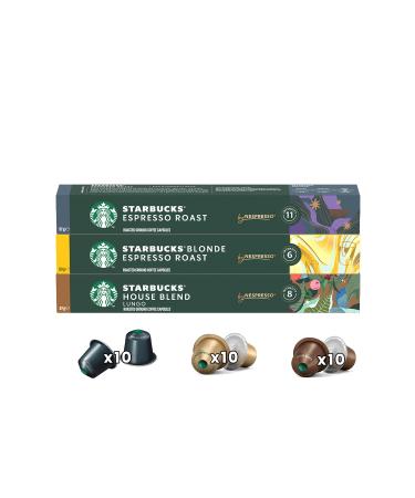 Starbucks Capsule Coffee Set House Blend - Blonde Espresso - Dark Espresso 30 Capsules Nespresso Compatible