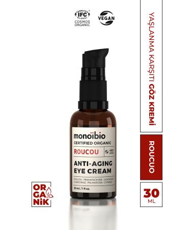 Monoibio Organic Roucou Eye Contour Cream Under Eye Dark Circles - Under Eye Bags - Crow's Feet - Vegan