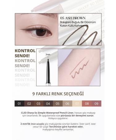 CLIO Waterproof Fine-Tip Eyeliner CLIO Sharp So Simple Waterproof Pencil Liner (005 Ash Brown) - Buy Online on GoSupps.com