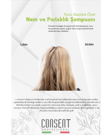 Consent Professionall Collagen and Hyaluronic Acid Hair Care Shampoo 1000ml Moisture - Increases Shine For Dry Hair - Buy Online on GoSupps.com