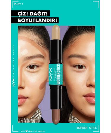 NYX Professional Makeup Wonder Stick Double-Ended Cream Contour & Highlighter Stick - Light Medium - Buy Online on GoSupps.com