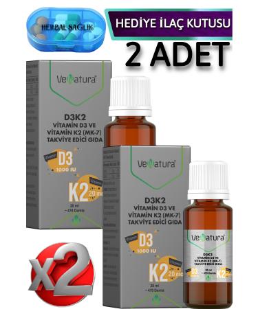 Venatura 2 Pieces VeNatura D3k2 Menaquinon 7 Drops 20 ml