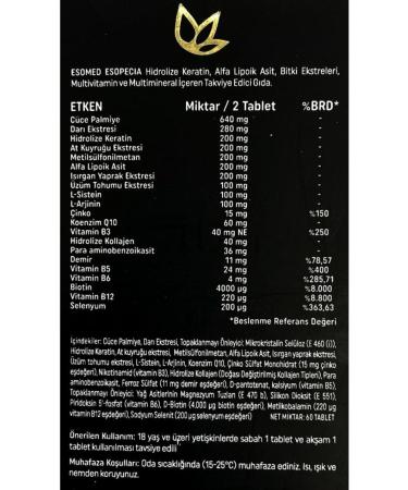 Esomed Esopecia 60 Tablets Collagen for Hair Nails and Skin Biotin & Keratin Horsetail Selenium - Buy Online on GoSupps.com