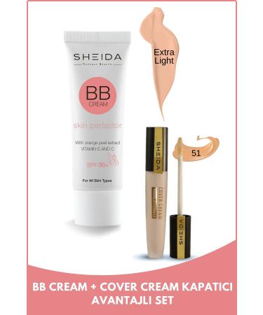 Sheida Bb Cream Extra Light and Cover Cream Concealer 51 Duo Set (VERY LIGHT COLOR)