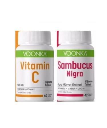 Voonka Vitamin C Orange Flavor 62 Chewable Tablets Voonka Sambucus Nigra 42 Chewable Tablets