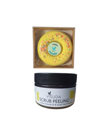 visuda cosmetics Lemon Donut Foaming Bath Ball 120gr Lemon & Hand Foot Body Peeling 300 ml