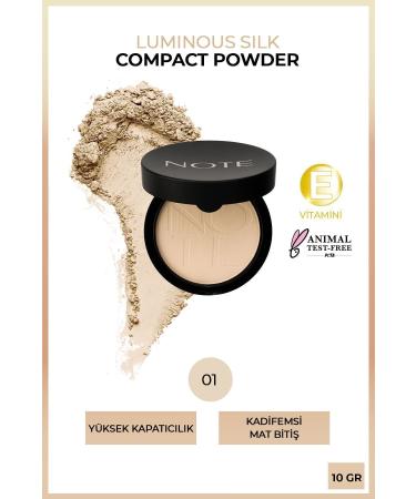 Note Cosmetics Luminous Silk Compact Powder Matte Finish Powder - 01 Beige