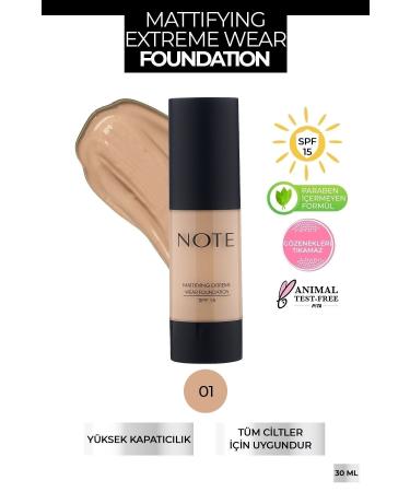 Note Cosmetics Mattifying Extreme Wear Spf 15 Intensive Coverage Matte Finish Foundation - 01 Beige