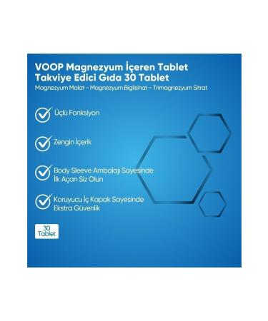 VOOP Magnesium Malate Citrate And Bisglycinate - 200 Mg | 30 Tablets - Buy Online on GoSupps.com