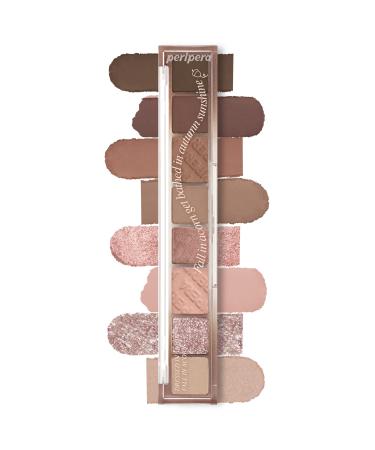 PERIPERA Matte Shiny and Glittery Intense Pigmented Eyeshadow Palette All Take Mood Palette (13 FALL IN ACORN)