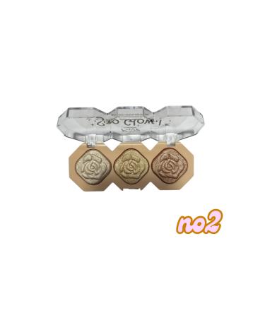 ELMASCOZMETIC Let Your Shine Speak! 3-Piece Rose Shaped Highlighter Palette With Two Different Shade Options