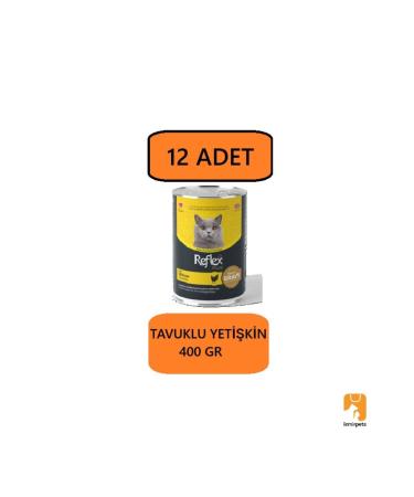Reflex Plus Adult Wet Canned Cat Food with Chicken and Meat Pieces in Sauce 395 Gr x 12 Pieces