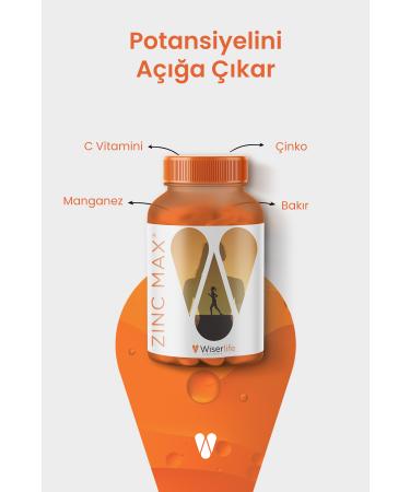 Wiserlife ZincMax - Immune Support Supplement with Zinc Copper Manganese and Vitamin C (30 Capsules) - Buy Online on GoSupps.com