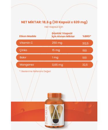 Wiserlife ZincMax - Immune Support Supplement with Zinc Copper Manganese and Vitamin C (30 Capsules) - Buy Online on GoSupps.com