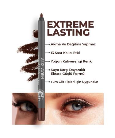 Alix Avien Waterproof Eye Pencil - 13 Hour Lasting Effect - Extreme Lasting Effect Eye Pencil Umber