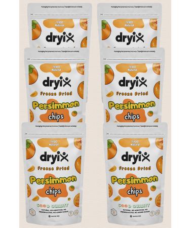 Dryix 6 Packs of Dried Persimmon 20 Gr Freeze Dried Crispy Fruit Chips Freeze Dried