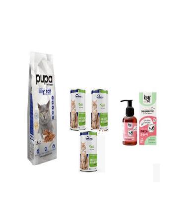 Pupa Sterilized Cat Food 1.5 Kg Cat Canned 415 gr X 3 Pieces Keyf Omega ( 3 6 9 ) 100 ml