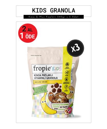 FROP E Kids Granola - Cashew & Banana Cubes 240gr x 3 Pieces