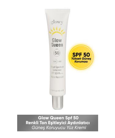 GLOWY Glow Queen Spf50 Tinted Tone Equalizing Brightening Sunscreen Face Cream 40ml