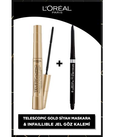 L'Oreal Paris Telescopic Gold Black Mascara & Infaillible Automatic Gel Eyeliner - Black