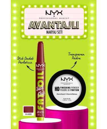 NYX Professional Makeup Fat Oil Slick Click Shine Lip Balm - 11 In a Mood & High Definition Mini Powder